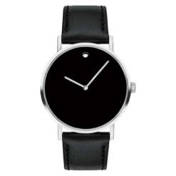 Minimalist Luxury Timepiece Polished Round Case Genuine Leather Strap