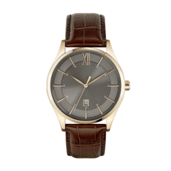 Classic Luxury Watch Refined Grey Dial Crocodile Leather Strap