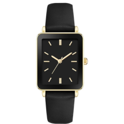 Arista Square Leather Watch Minimalist Dial Modern Elegance